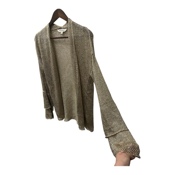 DAVI & DANI GOLD MESH CHAIN STYLE OPEN FRONT CARDIGAN JACKET SZ MED/LARGE - Picture 2 of 14
